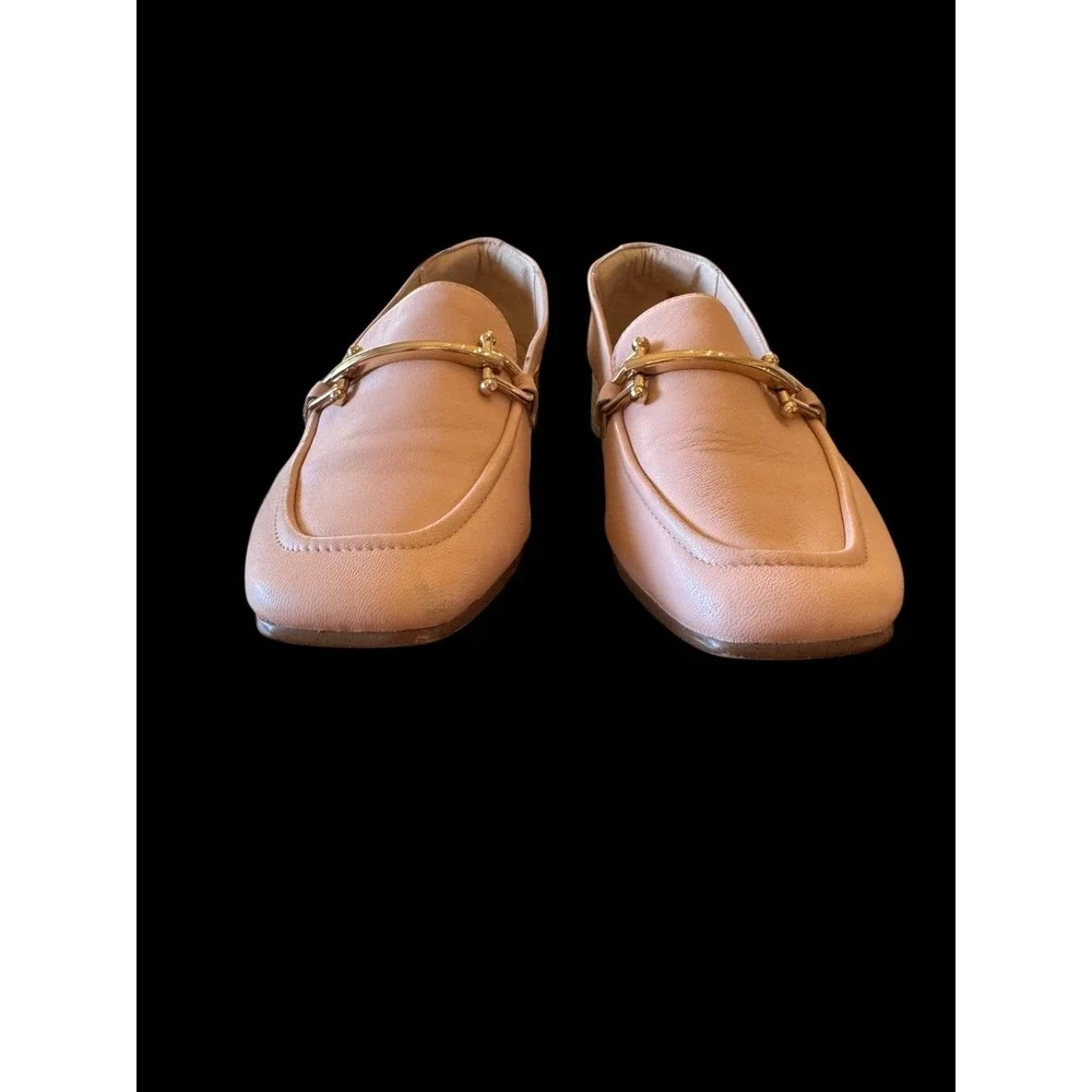 Clarks Womens Pure Block Leather Loafers 9 Blush Gold Hardware Comfort Classic‎